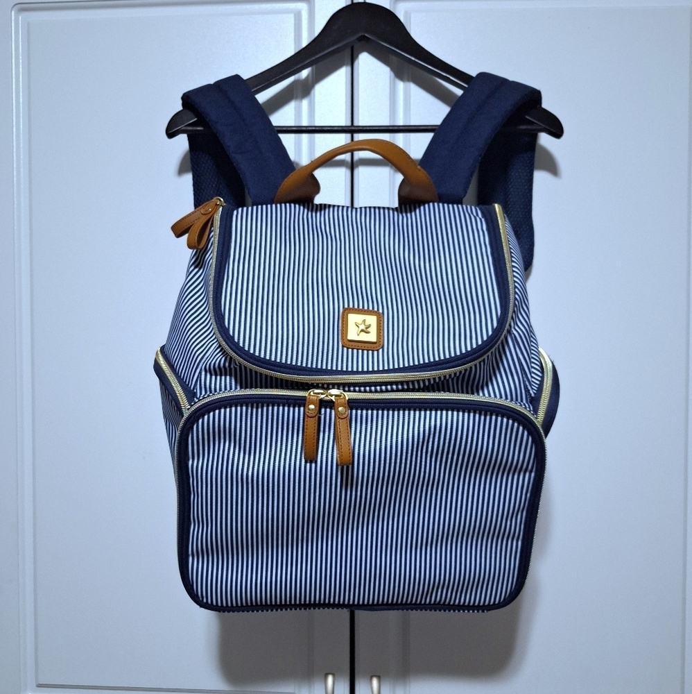 Bananafish Nautical Navy & White Striped Breast Pump Bag Diaper Bag Backpack